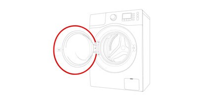 Skizze einer Waschmaschine, wo VHB™ Klebeband verwendet wird
