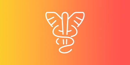 Bild eines Hermesstab-Symbols vor gelbem, orangefarbenem und rotem Farbverlauf
