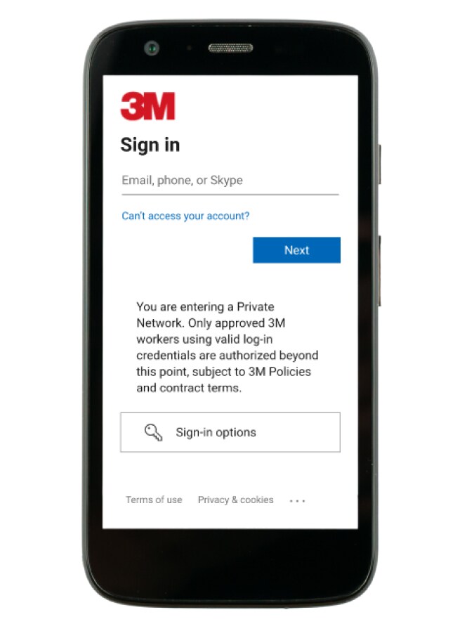 Ein Smartphone, das die My 3M-App anzeigt.
